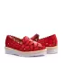 Червени равни дамски летни обувки на цветя 23553-3