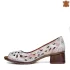 Бели дамски обувки с отворени пръсти с принт палма на ток 23851-1
