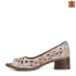 Бежови дамски обувки с отворени пръсти с принт палма 23851-5