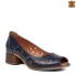 Сини дамски обувки с отворени пръсти на ток 23851-7
