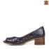 Сини дамски обувки с отворени пръсти на ток 23851-7