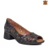 Черни дамски летни обувки с отворени пръсти на ток 23851-9