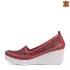 Дамски летни обувки с платформа в червен цвят 23855-2
