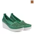 Зелени кожени дамски летни обувки с платформа 23855-7