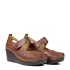 Кафяви дамски обувки с велкро на платформа 23863-4