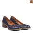 Сини кожени дамски пролетно-летни обувки 24040-1