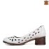 Бели кожени дамски пролетно-летни обувки 24040-2