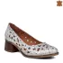 Сребристи кожени дамски пролетно-летни обувки на ток 24040-6