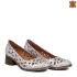 Сребристи кожени дамски пролетно-летни обувки на ток 24040-6