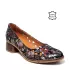 Черни дамски летни обувки от кожа на цветя 24040-3
