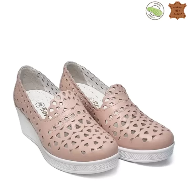 Розови летни дамски обувки на платформа 24045-2