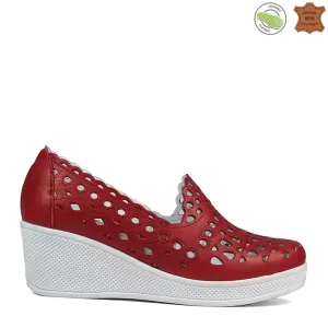 Червени летни дамски обувки на платформа 24045-4...
