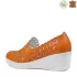 Летни дамски обувки в оранжев цвят на платформа 24045-7