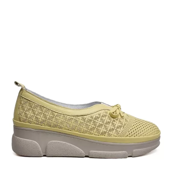 Жълти пролетни дамски обувки със средна платформа 24102-2