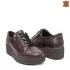Кафяви дамски обувки на платформа 21007-4