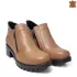 Дамски обувки от естествена кожа в таба с два ципа - 21023-8