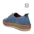 Сини равни кожени дамски пролетни обувки 21077-4