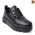 Черни дамски обувки от естествена кожа на платформа - 21096-1