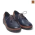 Ниски тъмно сини дамски обувки от естествена кожа - 21099-2