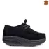 Черни дамски обувки от естествен велур на платформа 21106-1