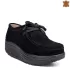 Черни дамски обувки от естествен велур на платформа 21106-1