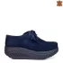 Сини дамски обувки от естествен велур на платформа 21106-2