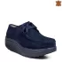 Сини дамски обувки от естествен велур на платформа 21106-2
