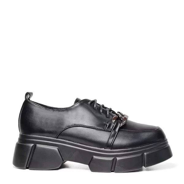 Черни дамски ежедневни обувки с модерно ходило - 21113-1