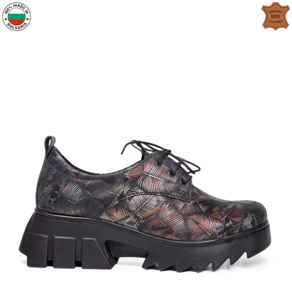  Български дамски обувки от ефектна естествена кожа - 21118-1
