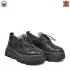 Черни български дамски обувки от кожа с красив принт - 21119-1