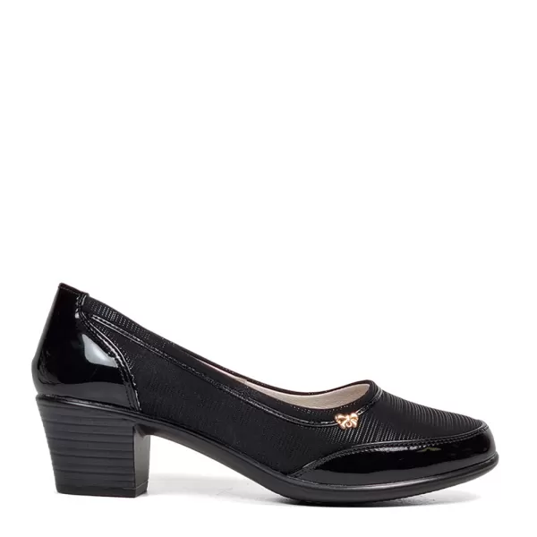 Дамски ежедневни обувки със среден ток черни 21130-1