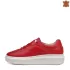 Дамски обувки естествена кожа с равна платформа червени 21139-1