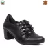 Български дамски обувки с връзки на среден ток черни 21147-1