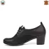 Български дамски обувки с връзки на среден ток черни 21148-1