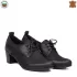 Български дамски обувки с връзки на среден ток черни 21148-1