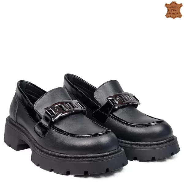 Модерни дамски ежедневни обувки тип мокасини в черен цвят 21166-3
