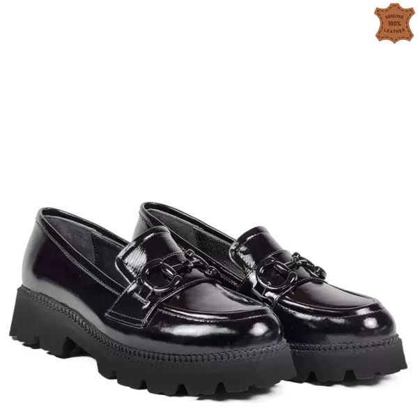Атрактивни дамски обувки тип мокасини в черен цвят 21167-1
