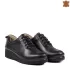 Дамски черни обувки от естествена кожа с малка платформа 21204-1