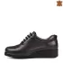 Дамски черни обувки от кожа и сатен с малка платформа 21204-2