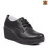 Черни дамски обувки на платформа от естествена кожа 21214-1