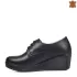 Черни дамски обувки на платформа от естествена кожа 21214-1