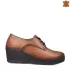 Кафяви дамски обувки на платформа от естествена кожа 21214-3