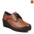 Кафяви дамски обувки на платформа от естествена кожа 21214-3