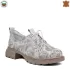 Бели дамски кожени обувки с принт палма на нисък ток 21242-2