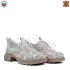 Бели дамски кожени обувки с принт палма на нисък ток 21242-2