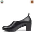 Български черни дамски кожени обувки на ток 21277-1