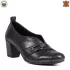 Български ефектни дамски кожени обувки на ток в черно 21277-2