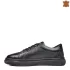 Дамски черни спортни обувки тип кец от естествена кожа 21436-1