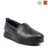 Кожени черни дамски ежедневни обувки с ластик 21453-1