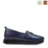 Кожени сини дамски ежедневни обувки с ластик 21453-2